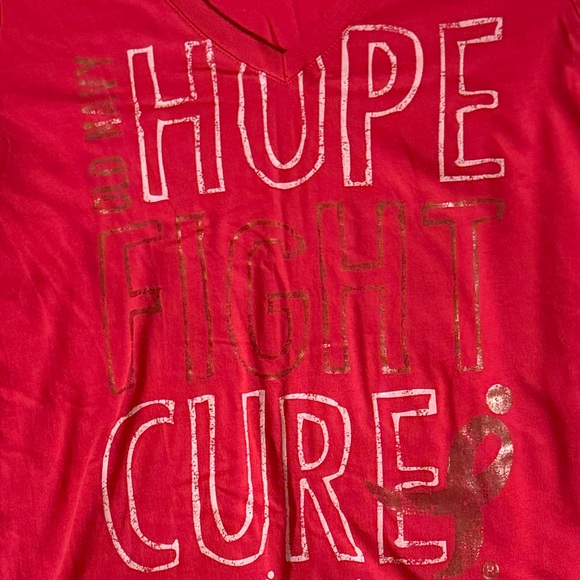 HOPE FIGHT CURE🎗️Breast Cancer Awareness LONG-SLEEVE V-NECK T-SHIRT Pink Sz Med - Picture 2 of 7